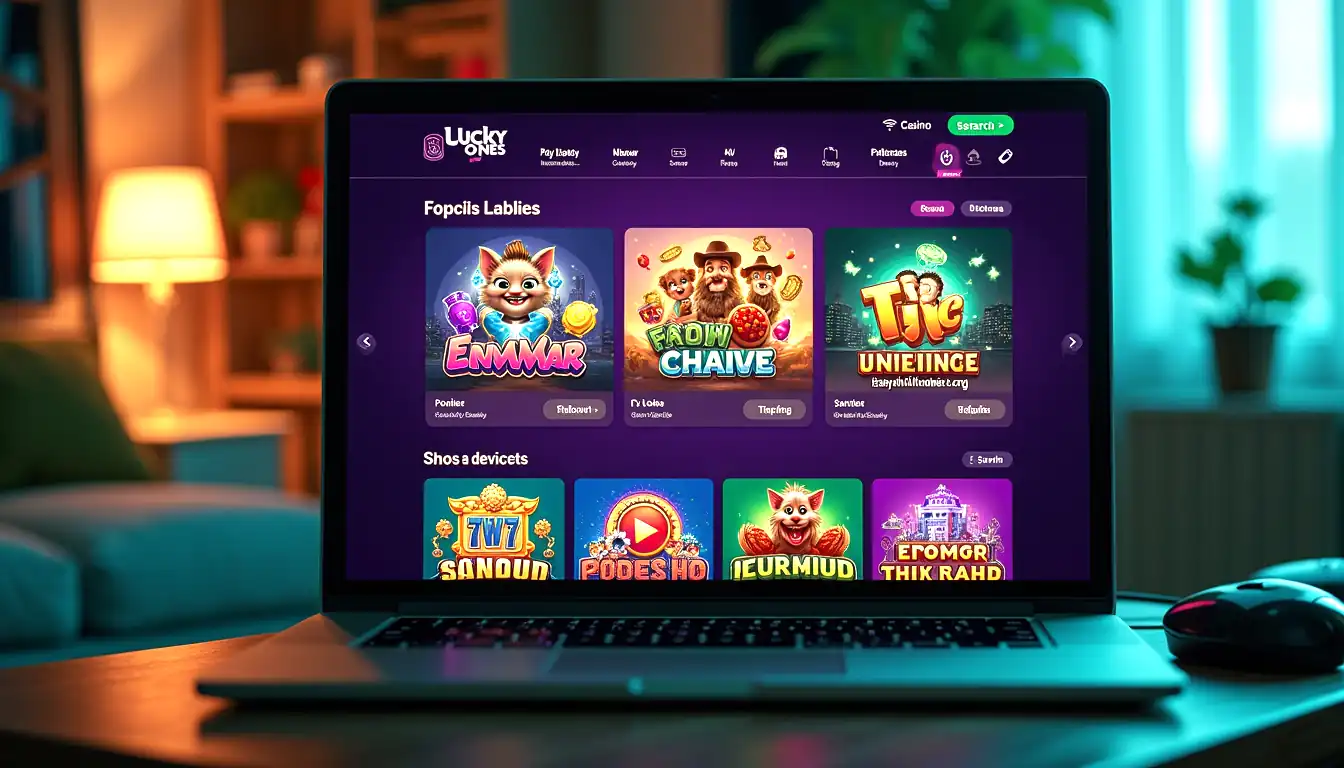 Lucky Ones Casino Australia pokies lobby tiles in browser interface