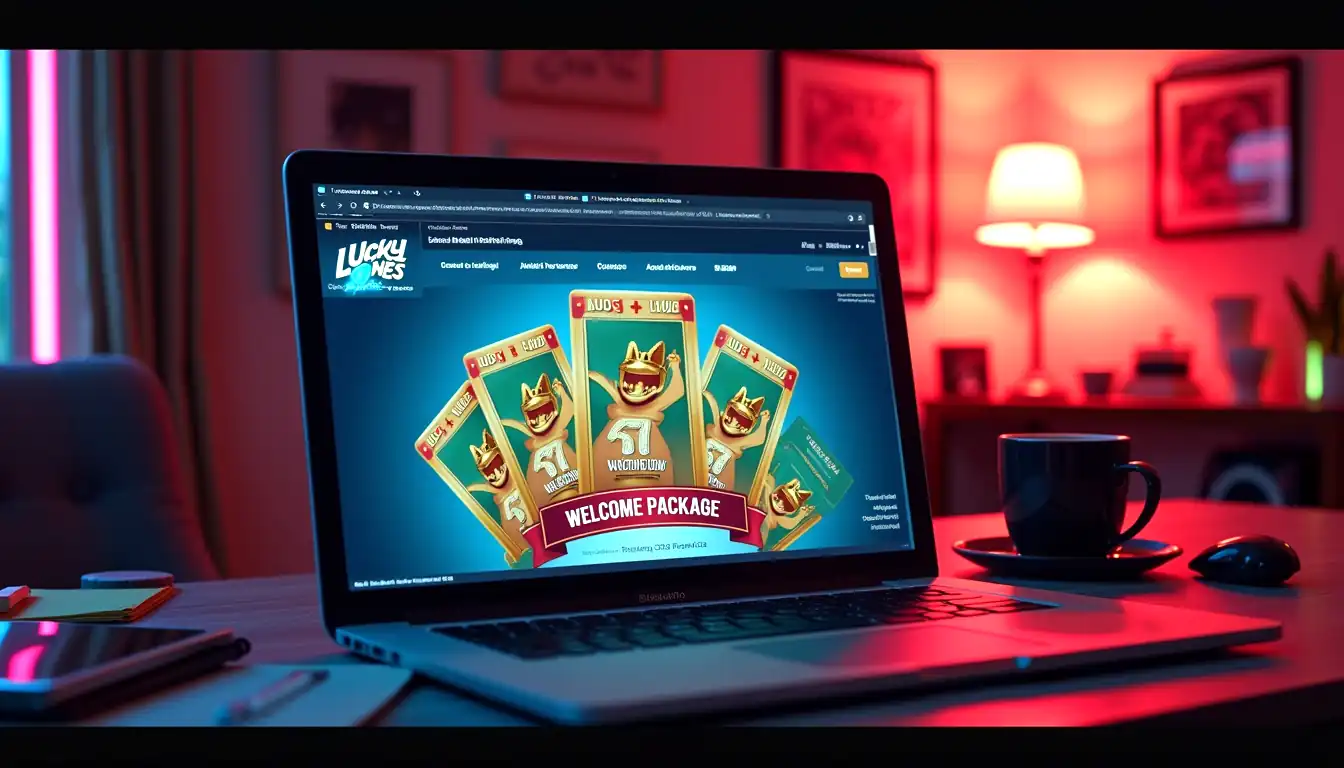 Lucky Ones Casino Australia welcome package panel in an online lobby